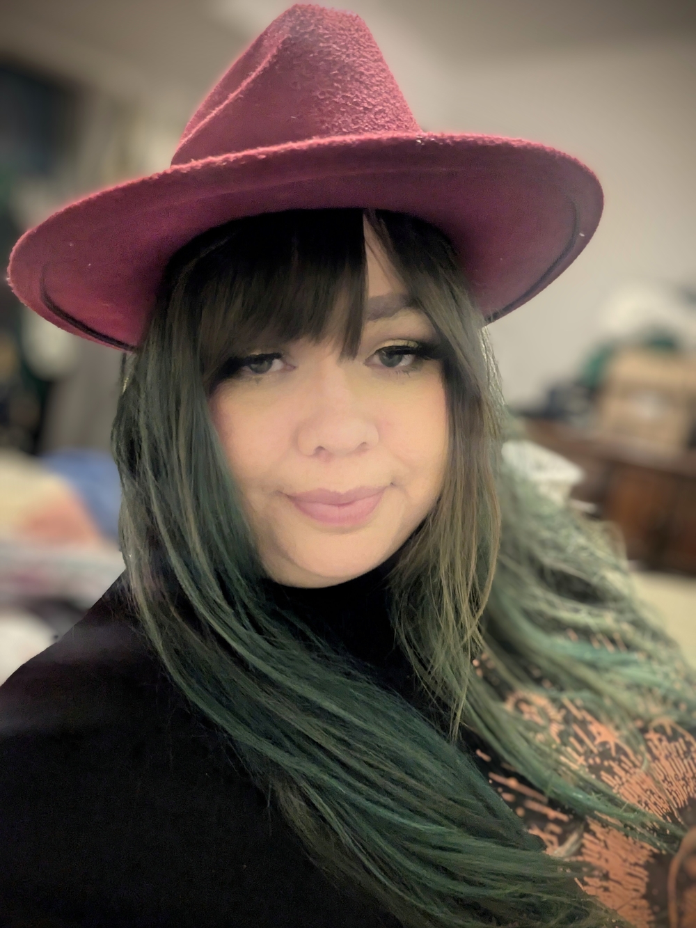 Wide-Brim Structured Hat in Deep Berry